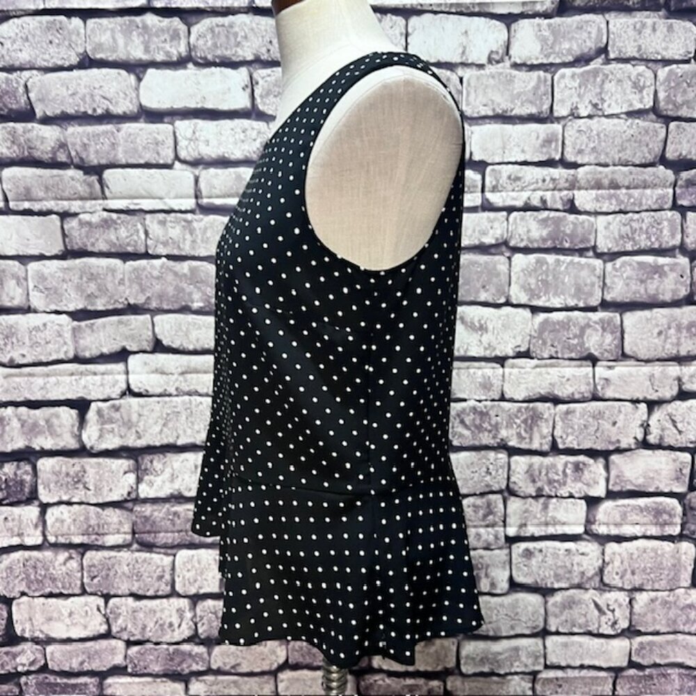 Talbots Black & White Polka Dot Blouse W/ Peplum Bottom Size 10 - Picture 3 of 8